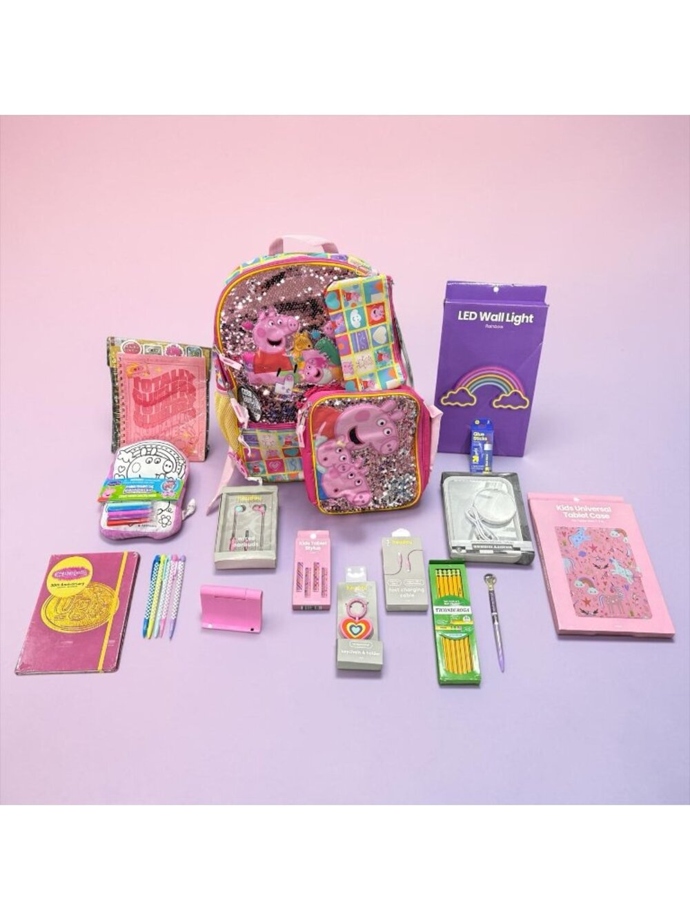 Peppa Pig 5-Piece Backpack Set With Accessories & Stationery Bundle - Perfect Fo